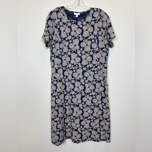 J. jill Floral Printed Short Sleeve Shift Dress Medium Tall Front Pockets